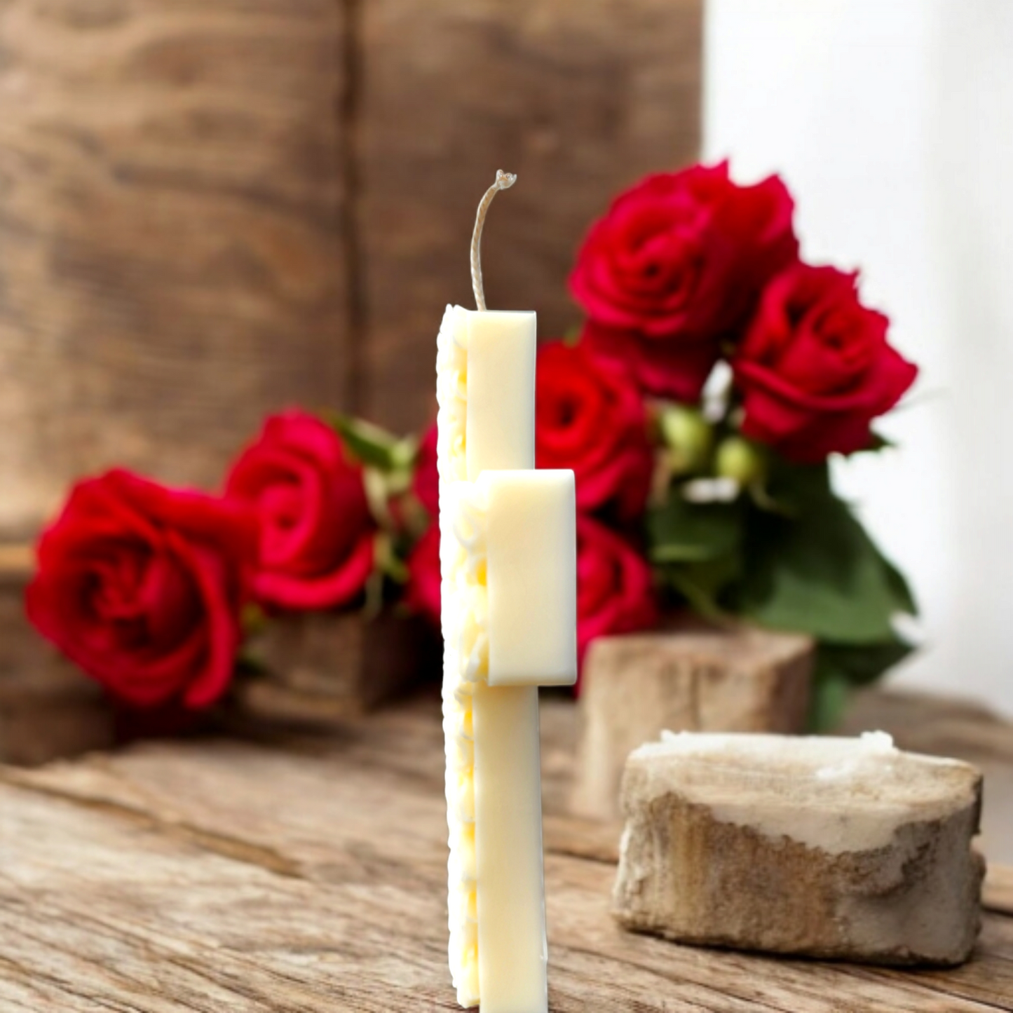 Graceful Rose Cross Candle