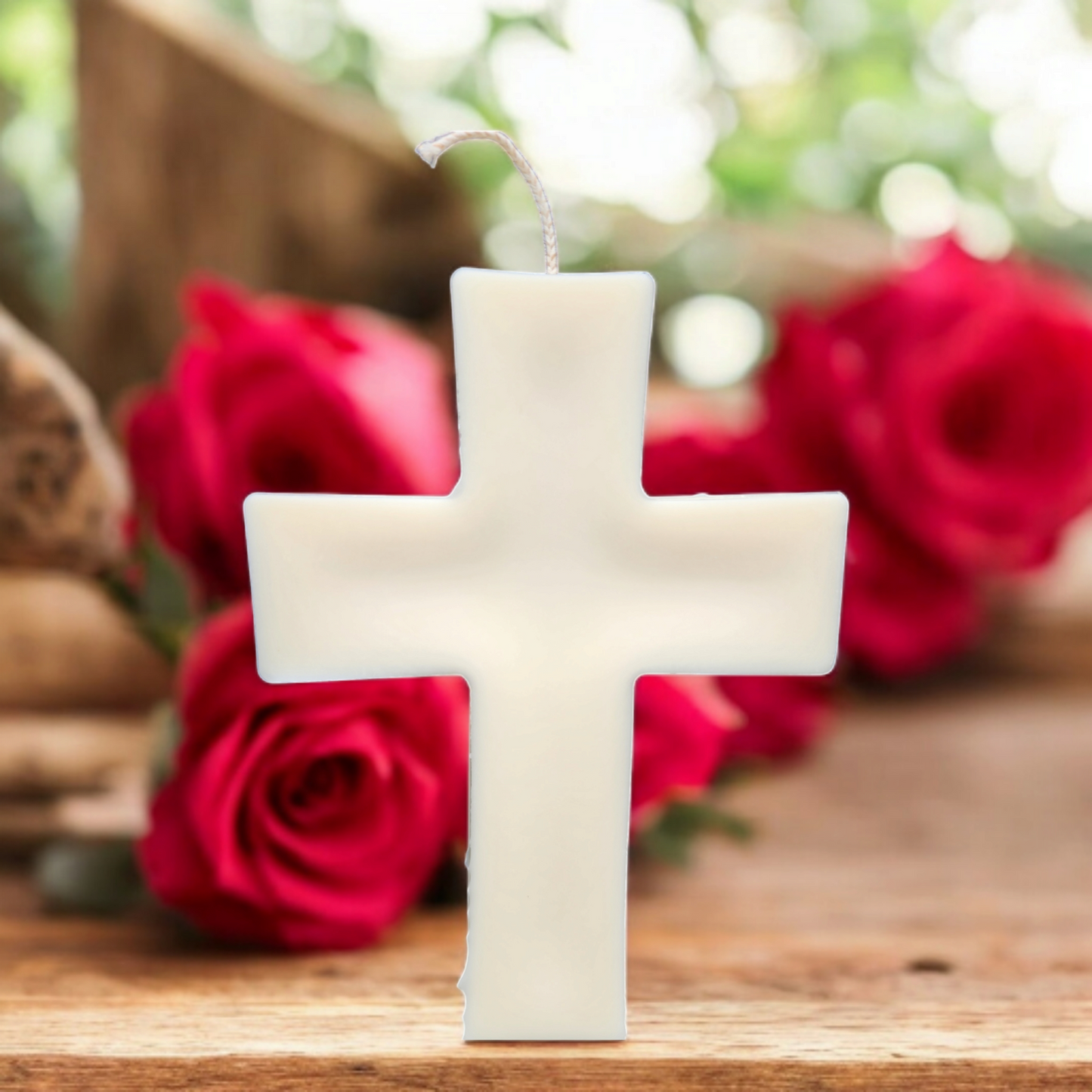 Graceful Rose Cross Candle