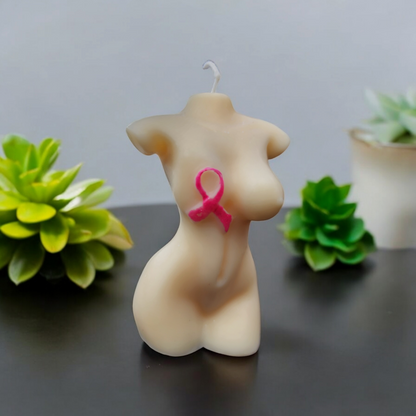 Pink Ribbon "Petite Glow" Empowerment Candle in White