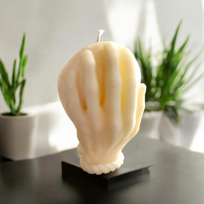 "Heart in Hand: Sculpted Candle"