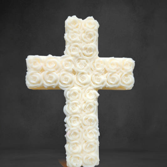 Graceful Rose Cross Candle