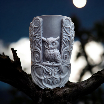 Midnight Enchantment Witch with Owl Candle