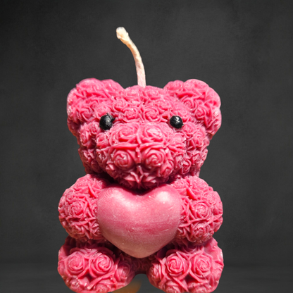 Teddy Bear Heart Small Candle