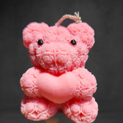 Teddy Bear Heart Small Candle
