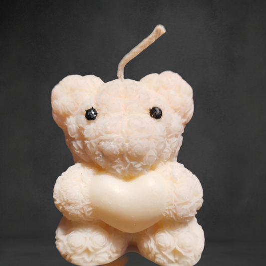 Teddy Bear Heart Small Candle