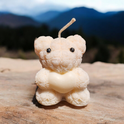 Teddy Bear Heart Small Candle
