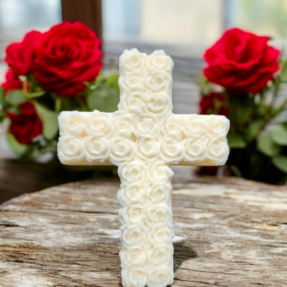 Graceful Rose Cross Candle